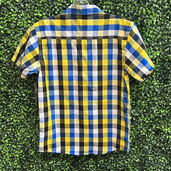 NWT Timber boys size 12 yellow/blue plaid button down - Picture 4 of 4